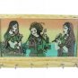 Traditional Wall Hanging Glass Painting Wooden Key Holder 6 Key Stand Hanger