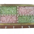 Multi Gem Stone Wooden Key Holder Handicraft Wall Hanging ,6 key Stand Hanger