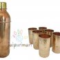 Pure Copper Vacuum Water Bottle With 6 Glass Set ,Copper, Copper Item, Glass