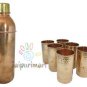 Pure Copper Vacuum Water Bottle With 6 Glass Set ,Copper, Copper Item, Glass