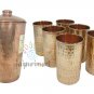 Pure Copper Vacuum Water Jug With 6 Glass Set ,Copper, Copper Item, Glass