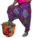 Multi Color Pink Harem  Print Pants Baggy Genie Trouser Jumpsuit Boho Gypsy