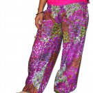 Pink Floral Print Harem Pants Baggy Genie Trouser Jumpsuit Boho Gypsy Indian