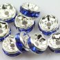5 Silver Plated Acrylic Blue Crystal Beads