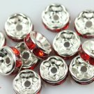 5 Silver Plated Acrylic Red Crystal Beads