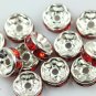5 Silver Plated Acrylic Red Crystal Beads