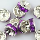 5 Silver Plated Acrylic Purple Crystal Beads
