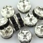 5 Silver Plated Acrylic Black Crystal Beads