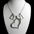 Silver Plated Three Heart Charm/Pendant Necklace 16.5 inches