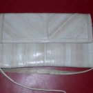 Natural Ivory-Beige med Sz Eelskin Leather Shoulder - Handbag Purse Clutch - EUC