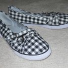 AIR WALK Sneakers Boat Shoes Black & White Canvas 8.5 EUC