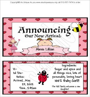 20 Personalized 1.55 oz Candy Wrappers It's A Girl
