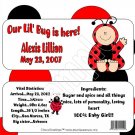20 Personalized 1.55 oz Candy Wrappers Welcome Little Lady Bug