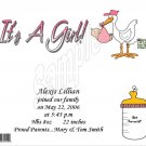 20 Personalized 1.55 oz Candy Wrappers -Stork! It's a Girl