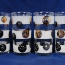 LIBBEY Mid Century Set of 4 Coin Frosted Bands Glasses Tumbler Black Gold 10 Oz FastFree Ship