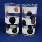 LIBBEY Mid Century Set of 4 Coin Frosted Bands Glasses Tumbler Black Gold 10 Oz FastFree Ship