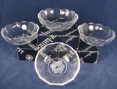 VAL SAINT LAMBERT Set of 4 GARDENIA Brussels Crystal Glass Candy Dish Bowl 6" Fast Free Ship