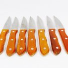 Restaurant Style Stainless Steel Set of 8 Steak Knives Rivetted Wooden Handles Fast Free Ship