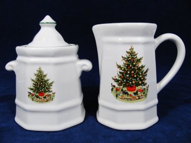 PFALTZGRAFF Sugar Bowl & Creamer Set Christmas Heritage Collection USA EUC Fast Free Ship