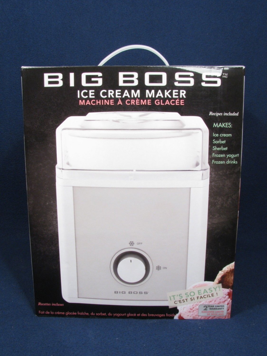 BIG BOSS Ice Cream Maker Sorbet Sherbet Frozen Yogurt Drinks 2 QT 50W