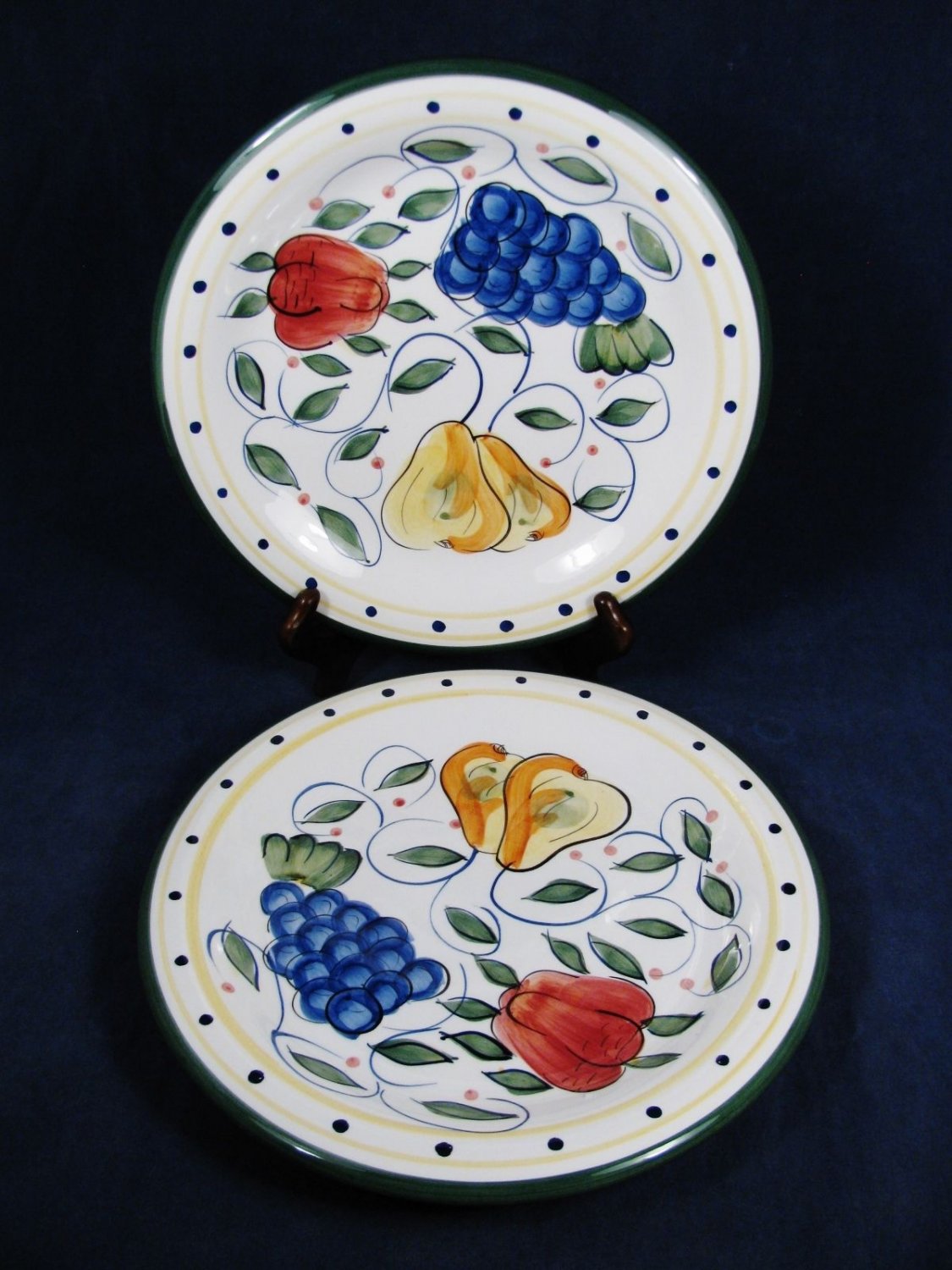 BELLA CASA by GANZ Set of 3 Dinner Plates Multi Color Fruits ...