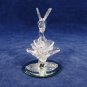 Hand Blown Clear Art Glass Baron Hummingbird Flower Figurine on Mirror Base Fast Free Ship