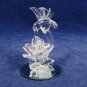 Hand Blown Clear Art Glass Baron Hummingbird Flower Figurine on Mirror Base Fast Free Ship