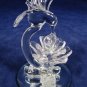 Hand Blown Clear Art Glass Baron Hummingbird Flower Figurine on Mirror Base Fast Free Ship