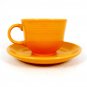 HOMER LAUGHLIN FIESTA Orange Cup Saucer Set Lead Free 6 Oz Made in USA Fast Free Ship