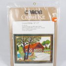 Vintage 1977 CARON Crewel Embroidery KIT 6057 Covered Bridge 12 x 9 NEW Fast Free Ship Vintage 1977 CARON Crewel Embroidery KIT 6057 Covered Bridge 12 x 9 NEW Fast Free Ship
