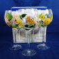 HOME ESSENTIALS Laurel Hill Set 3 Wine Glass Goblets Floral Butterfly Motif Fast Free Ship