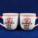 PIER 1 IMPORTS Set of 2 Coffee Mug Cup Holiday Gift Bow Stars Red Green 16 Oz Fast Free Ship