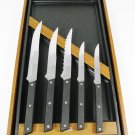 ECKO Set of 5 Kitchen Cutlery Knife Set Stainless Wall Mount Wood Case Fast Free Ship