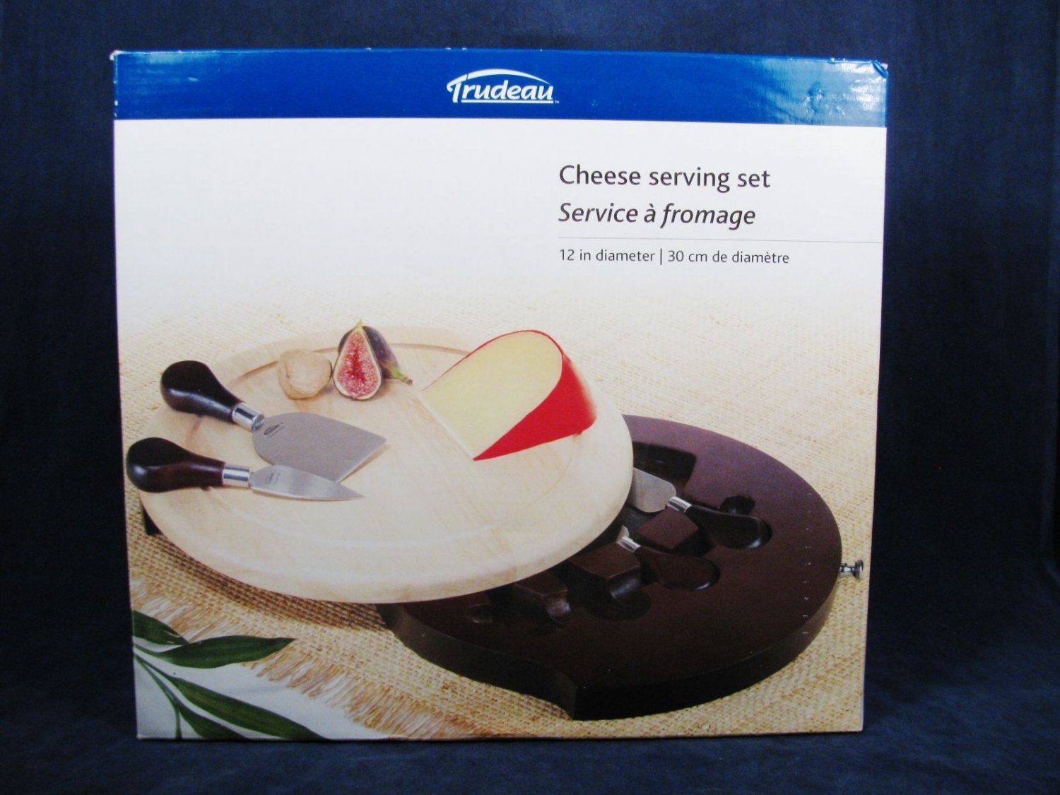 TRUDEAU Cheese Serving Set Wood Cheese Board 3 Stainless Steel Knives 1