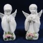 VTG 1991 LEFTON Set of 2 Praying ANGELS Handpainted Figurine Original Box Fast Free Ship