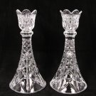 Set of 2 Crystal Glass Candle Holder Candlesticks Floral Petal Diamond Pattern 8" Fast Free Ship Set of 2 Crystal Glass Candle Holder Candlesticks Floral Petal Diamond Pattern 8" Fast Free Ship