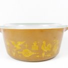 Mid Century PYREX Americana Lidded Large Casserole Dish Brown Gold 2 1/2" Qt  Fast Free Ship