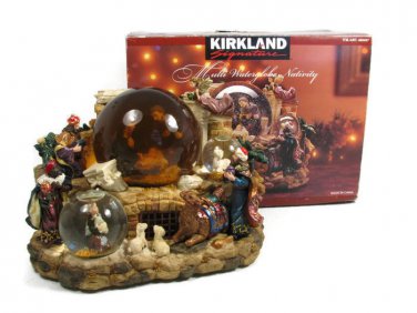 Kirkland Multi Waterglobe Nativity Lights Up Musical Plays 3 Holiday Songs & Box FREE SHIP