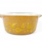 Mid Century PYREX Americana Lidded Large Casserole Dish Brown Gold 2 1/2" Qt Fast Free Ship