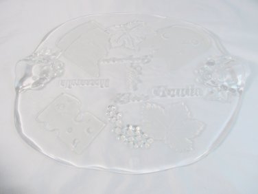 Studio Nova Normandy Oval Glass Cheese Platter Clear Frosted 16 1/4" Germany Fast Free Ship