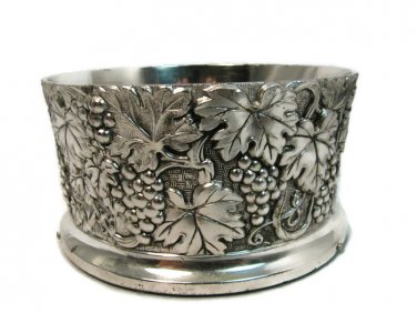 Vintage Bottle Coaster F. B. ROGERS Silver Company Strawberry Design Rare w/ Box Fast Free Ship