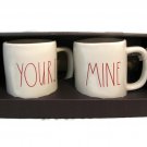 Rae Dunn Magenta Set 2 Yours Mine Red Letter White Coffee Cup Mug Love Farmhouse Rae Dunn Magenta Set 2 Yours Mine Red Letter White Coffee Cup Mug Love Farmhouse