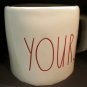 Rae Dunn Magenta Set 2 Yours Mine Red Letter White Coffee Cup Mug Love Farmhouse