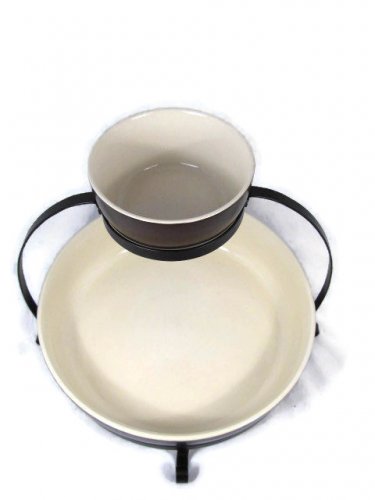 Parini 2 Tier Chip & Dip Serving Tray Set With Rack Brown/Cream