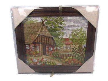 Gobelin Wolle Rodel Ideal Gift Village Scene Photo Handicraft Kit Wood Frame 00500