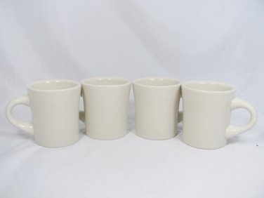 Set of 4 Restaurant Diner Style White Coffee Tea Mug Cup Thick Heavy 10 Oz