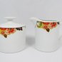 American Atelier Canton Road Creamer & Lidded Sugar Bowl Set Floral Green Leaves