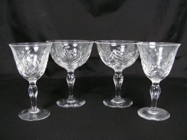 Stuart England Crystal Glass 4 Stemware Water Wine Goblets 5 1/8"