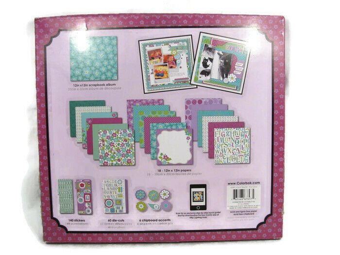 Colorbok Scrapbook Album Kit Wild Lilacs 12x12 140 Stickers60 Die Cuts6 Accent