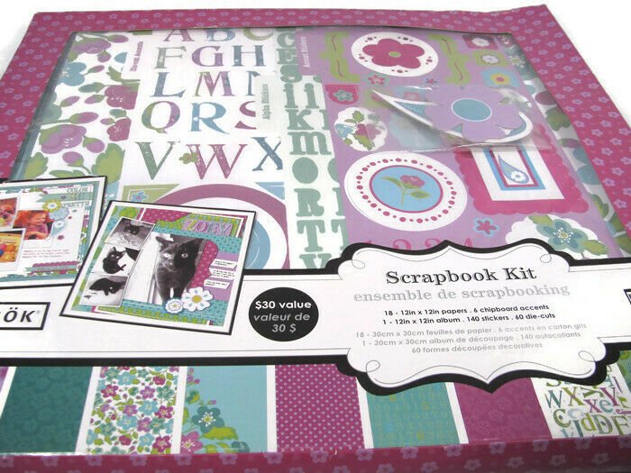 Colorbok Scrapbook Album Kit Wild Lilacs 12x12 140 Stickers60 Die Cuts6 Accent
